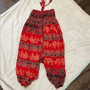 Authentic Thailand elephant Print Harem Pant jumpsuit